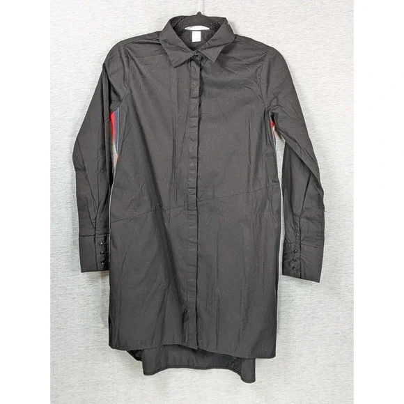 Revamped Long Sleeve Shirt Dress with Side Stripes - Picture 2 of 9